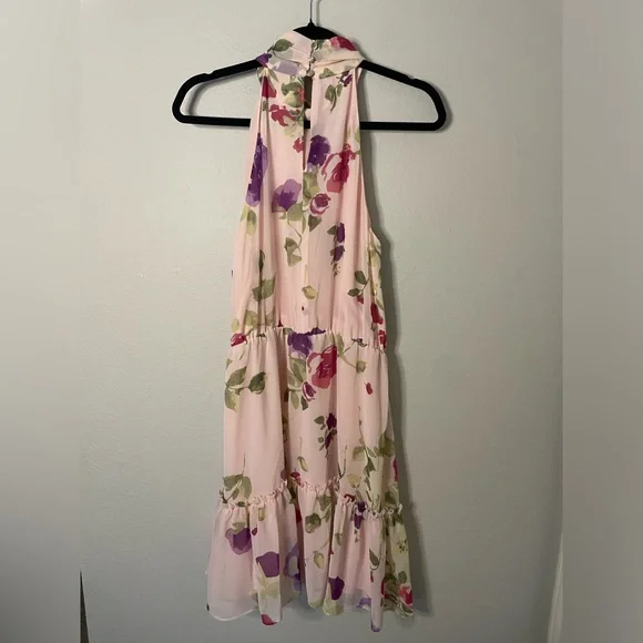 Lauren Ralph Lauren Sleeveless Halter Bow Neck Ruffle Tiered Blouson Dress SZ 8 - Picture 2 of 9